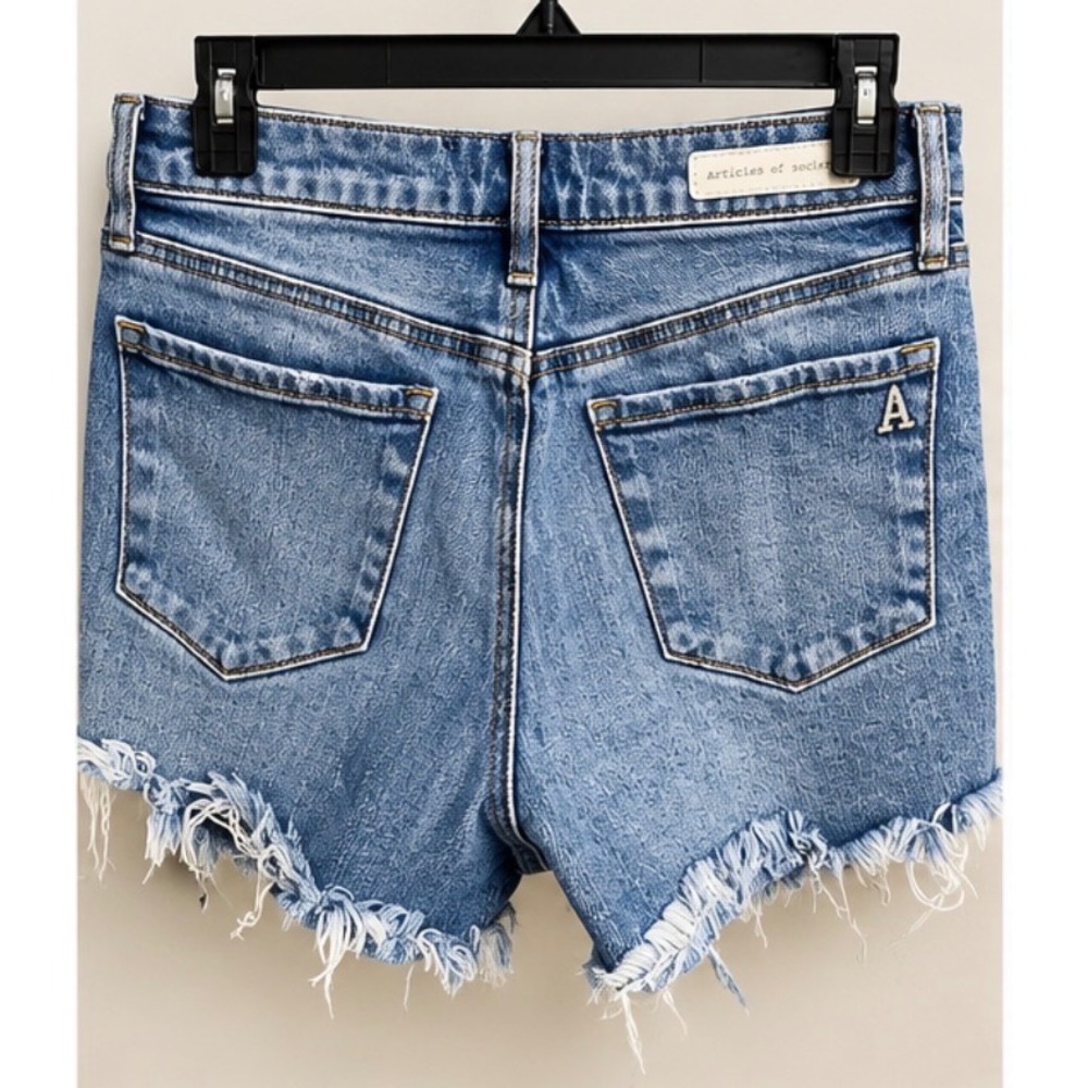 Articles of Society Distressed Denim Cutoff Shorts Medium Wash Blue Womens 25